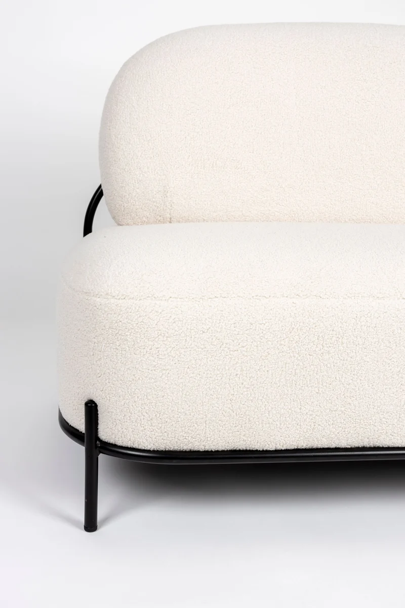 White Label Living Sofa Polly Teddy Ivory – Textil, 71,5 × 125 × 77 cm