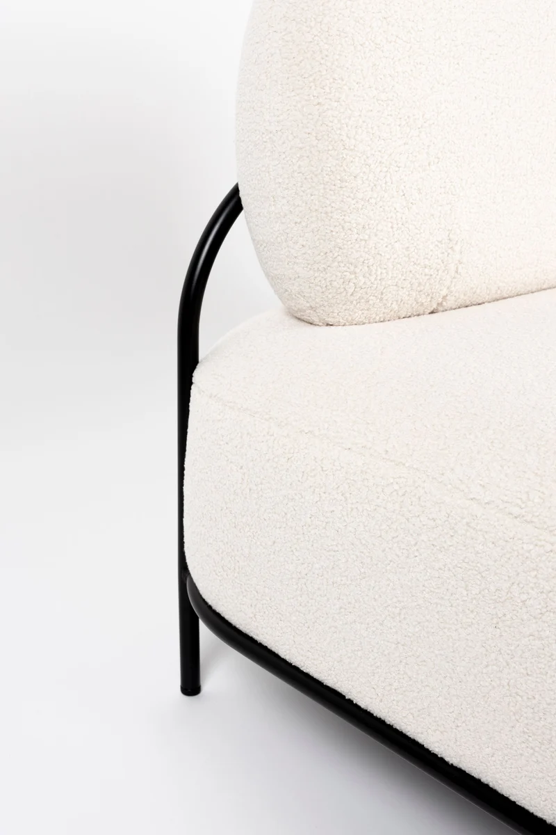 White Label Living Sofa Polly Teddy Ivory – Textil, 71,5 × 125 × 77 cm