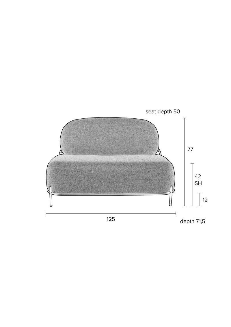 White Label Living Sofa Polly Teddy Ivory – Textil, 71,5 × 125 × 77 cm