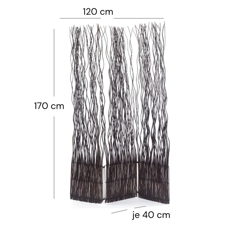 RAUMTEILER "WAVE 3" | Weide, 170x120cm (HxB) | Paravent, Trennwand | Farbe: braun