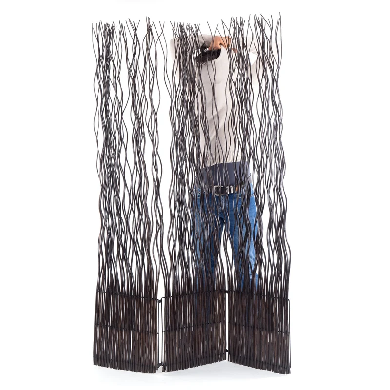 RAUMTEILER "WAVE 3" | Weide, 170x120cm (HxB) | Paravent, Trennwand | Farbe: braun