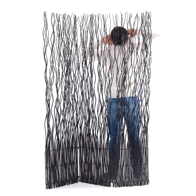 RAUMTEILER "WAVE 3" | Weide, 170x120cm (HxB) | Paravent, Trennwand | Farbe: schwarz