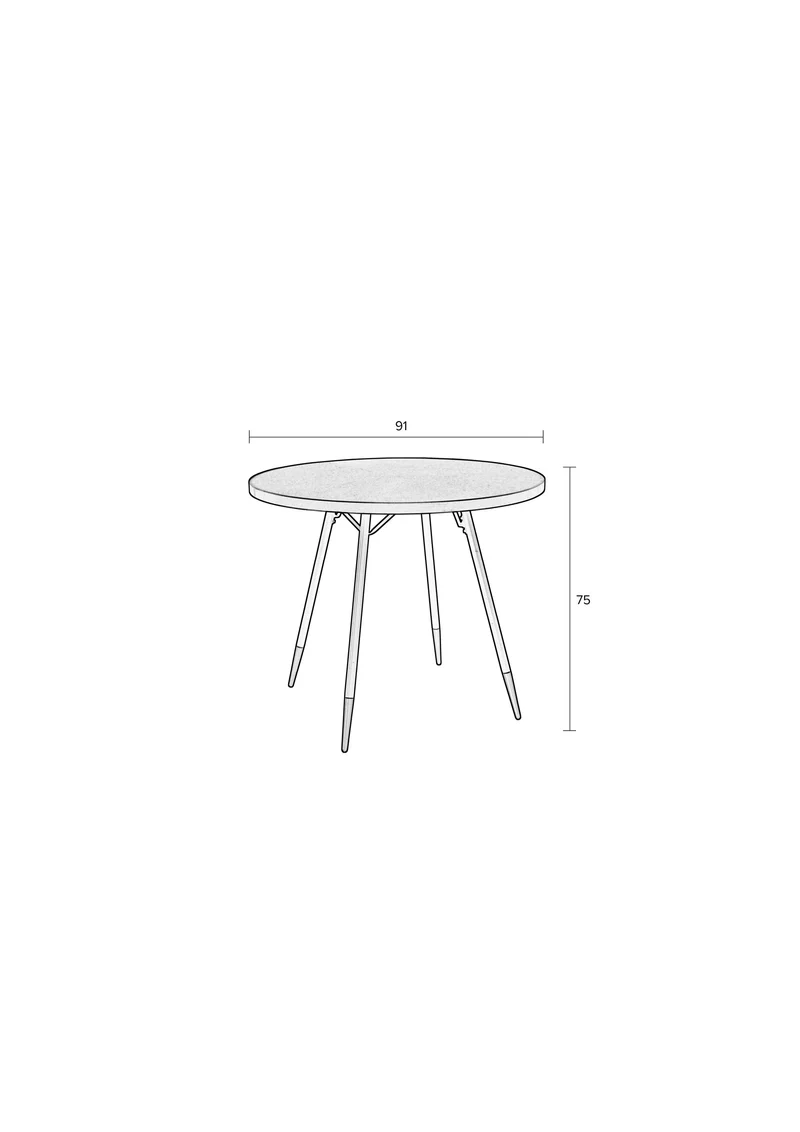 White Label Living Esstisch Denise Rund – Schwarz, Holz, 91 × 91 × 75 cm