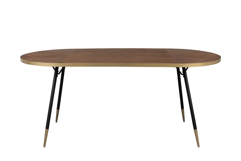 White Label Living Esstisch Denise Oval 180 – Schwarz, Holz, 180 × 90 × 75 cm