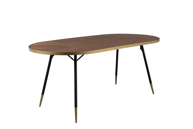 White Label Living Esstisch Denise Oval 180 – Schwarz, Holz, 180 × 90 × 75 cm