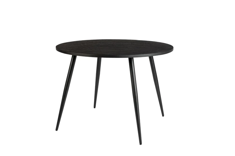 White Label Living Esstisch Mo 110' – Schwarz, Teakholz, 110 × 110 × 76 cm
