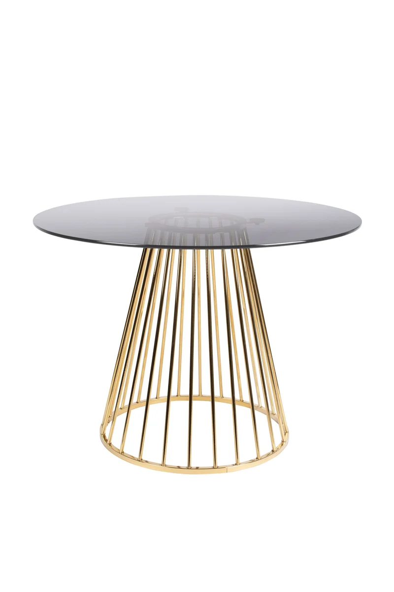 White Label Living Esstisch Floris – Gold, Glas, 104 × 104 × 75 cm