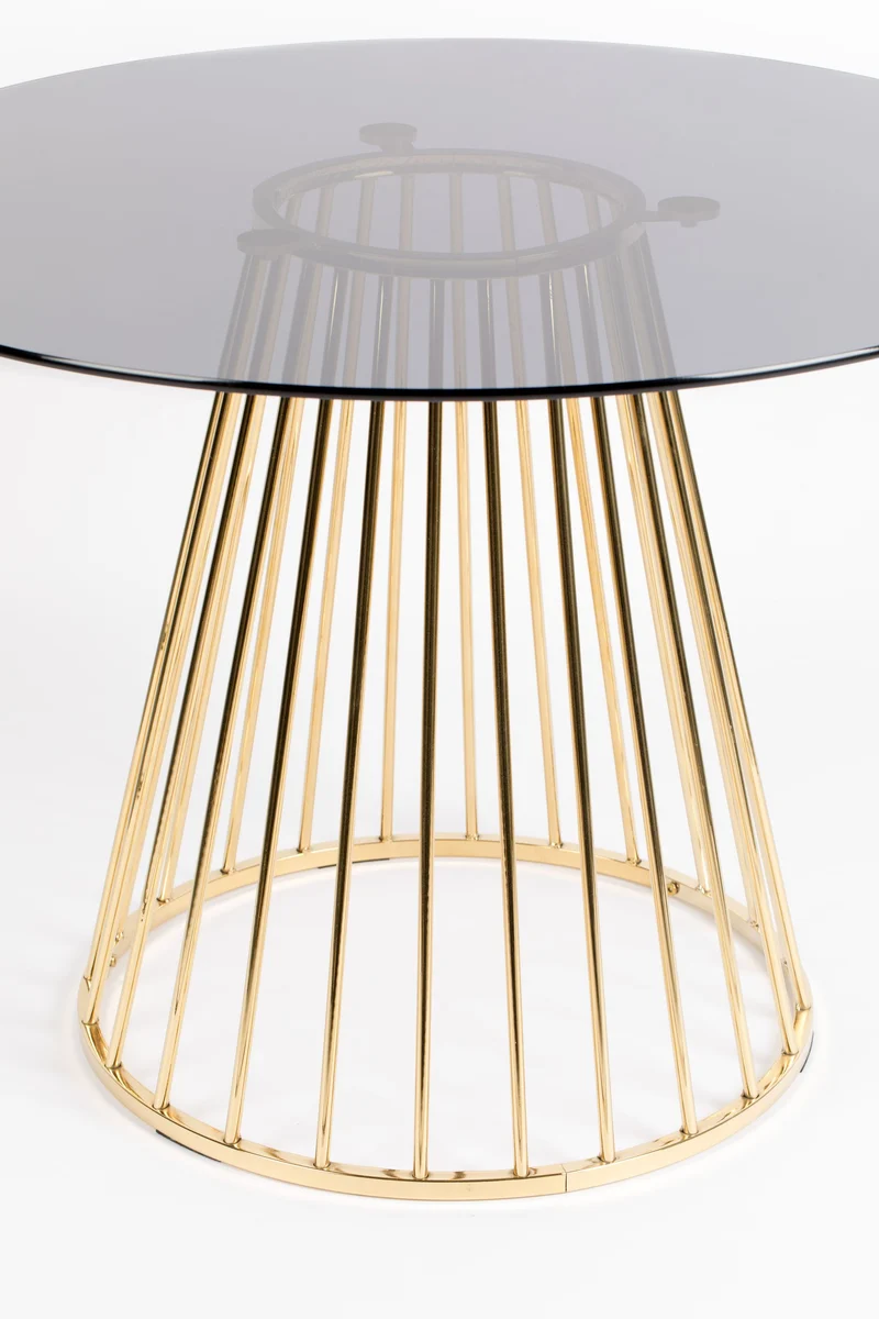 White Label Living Esstisch Floris – Gold, Glas, 104 × 104 × 75 cm
