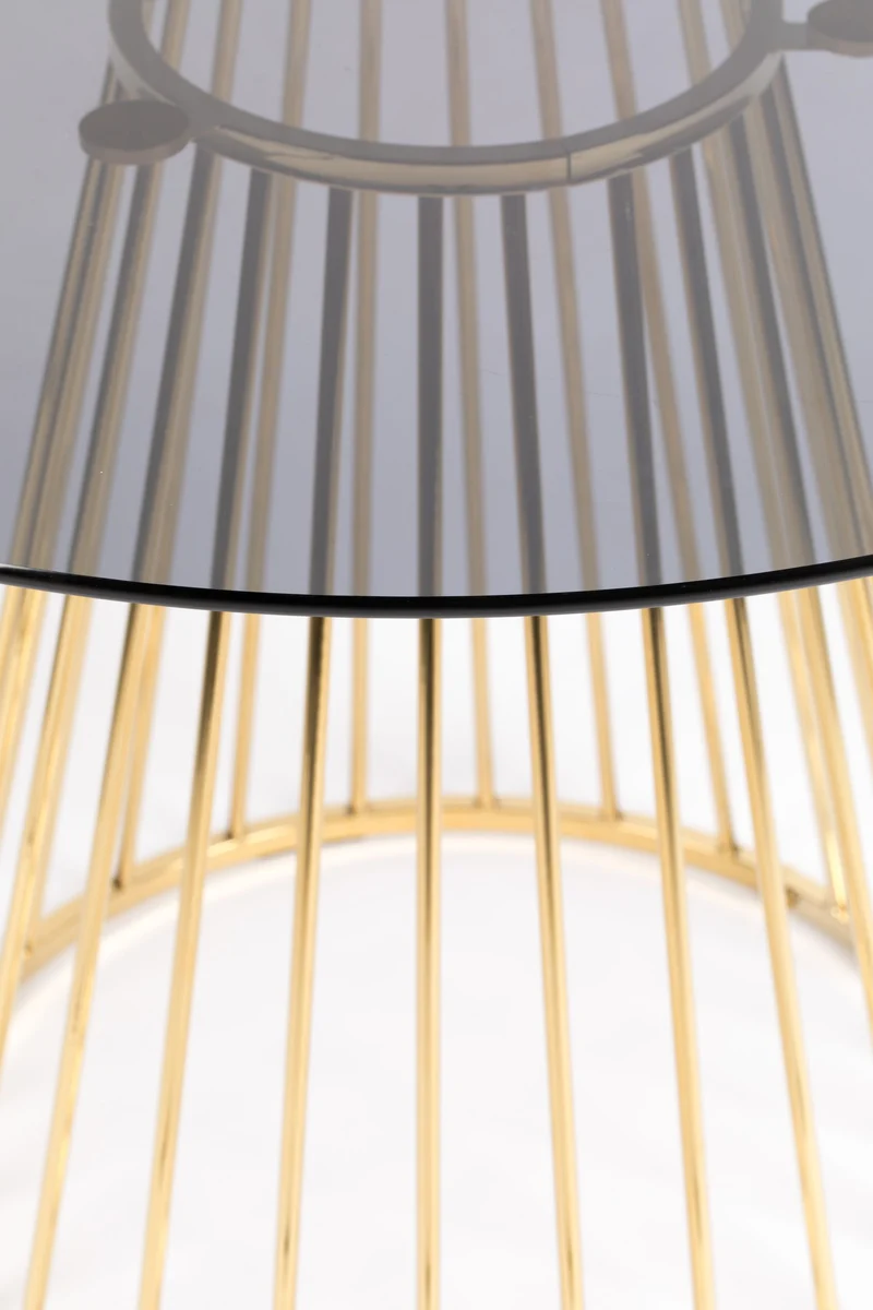 White Label Living Esstisch Floris – Gold, Glas, 104 × 104 × 75 cm