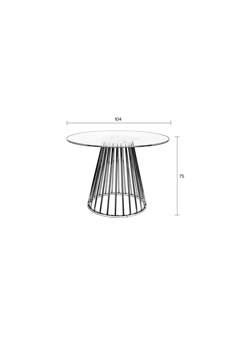 White Label Living Esstisch Floris – Gold, Glas, 104 × 104 × 75 cm