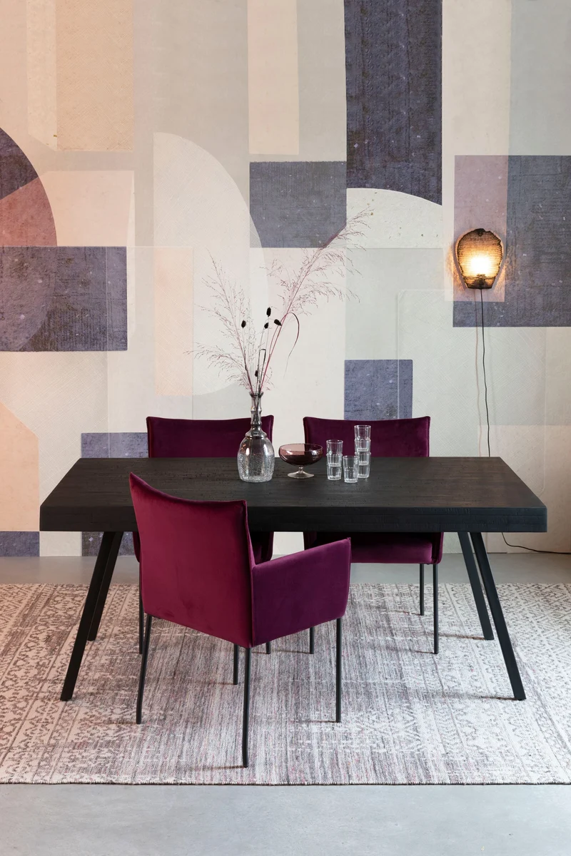 White Label Living Esstisch Suri 180 × 90 cm – Schwarz, Holz