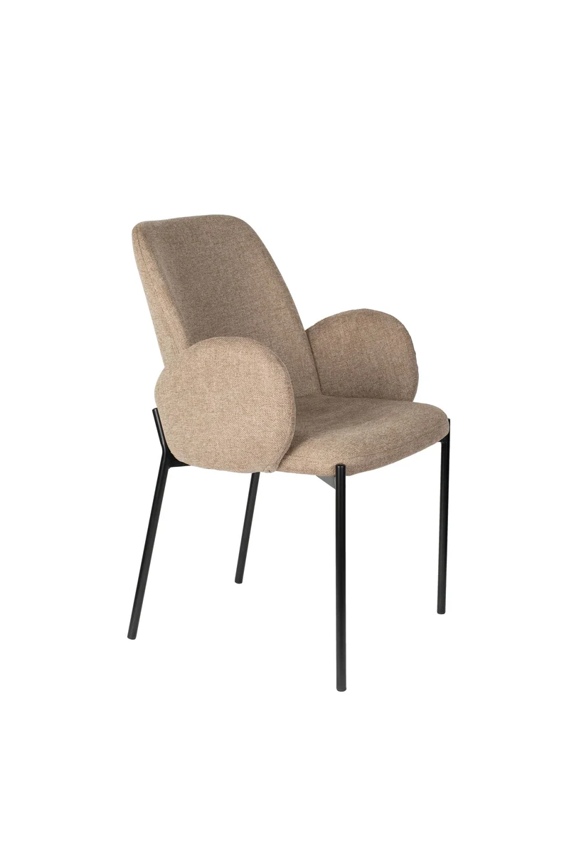 White Label Living Stuhl Tjarda – Braun, Eisen, 60 × 57 × 85 cm, 2er-Set