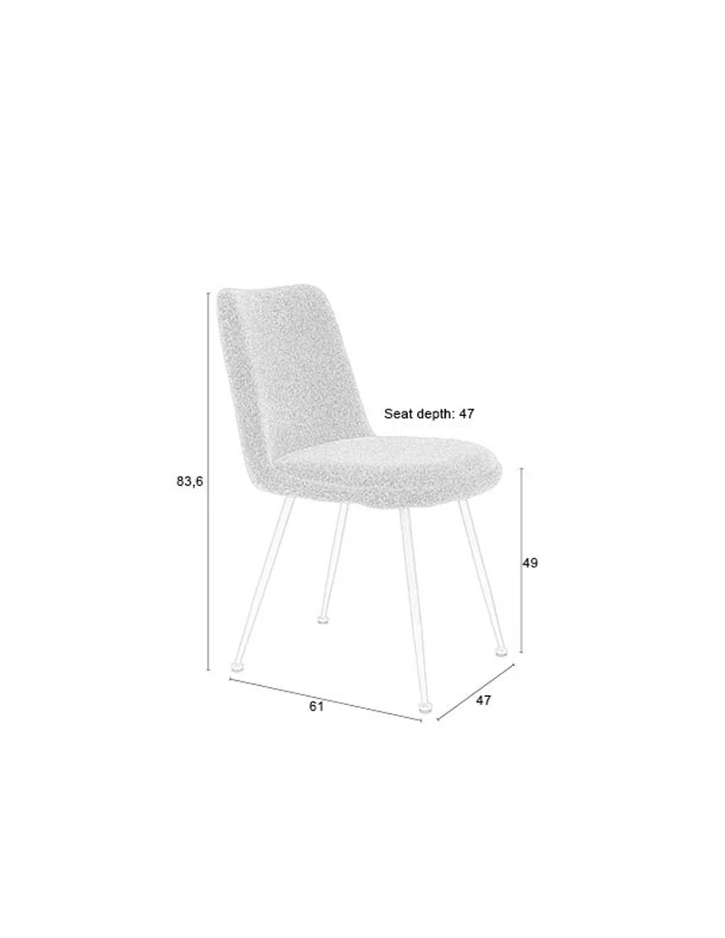 White Label Living Stuhl Fijs Off – Weiß, Eisen, 61 × 47 × 83 cm, 2er-Set