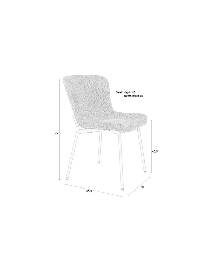 White Label Living Stuhl Marion Off – Weiß, Eisen, 60 × 50 × 79 cm, 2er-Set