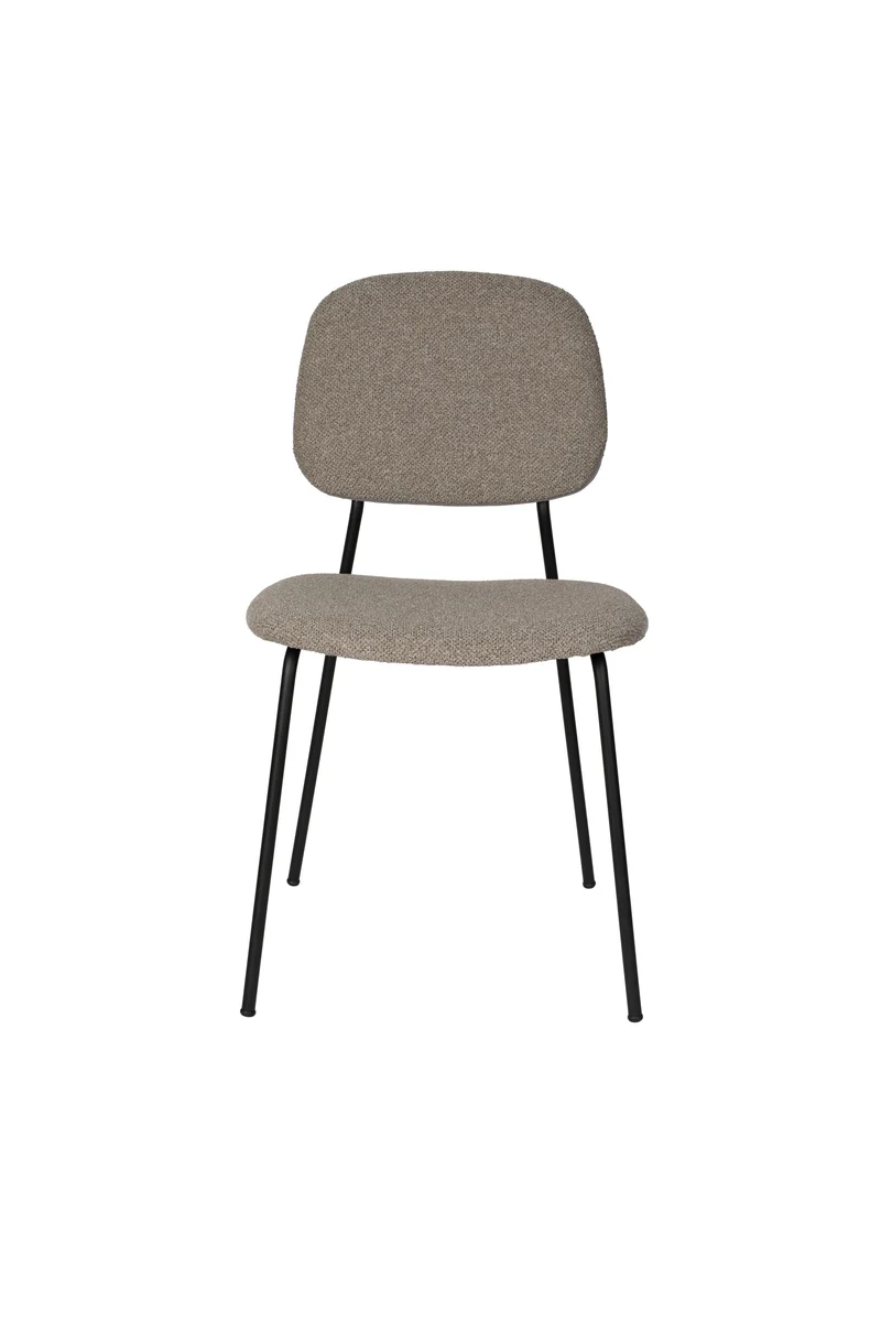 White Label Living Stuhl Roos Warm – Beige, Metall, 51 × 47 × 85 cm, 2er-Set