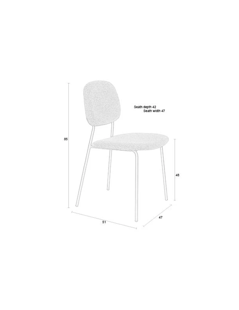 White Label Living Stuhl Roos Warm – Beige, Metall, 51 × 47 × 85 cm, 2er-Set