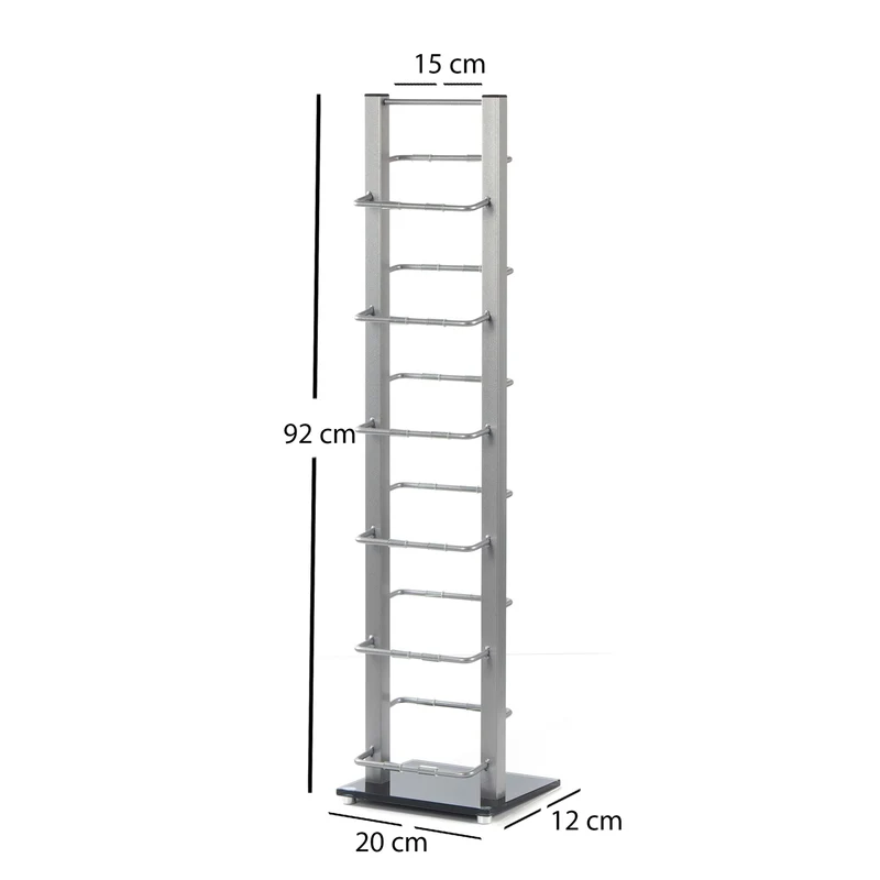 DESIGN CD STÄNDER "TOWER" | silber, 92 cm, Aluminium | für 85 CDs
