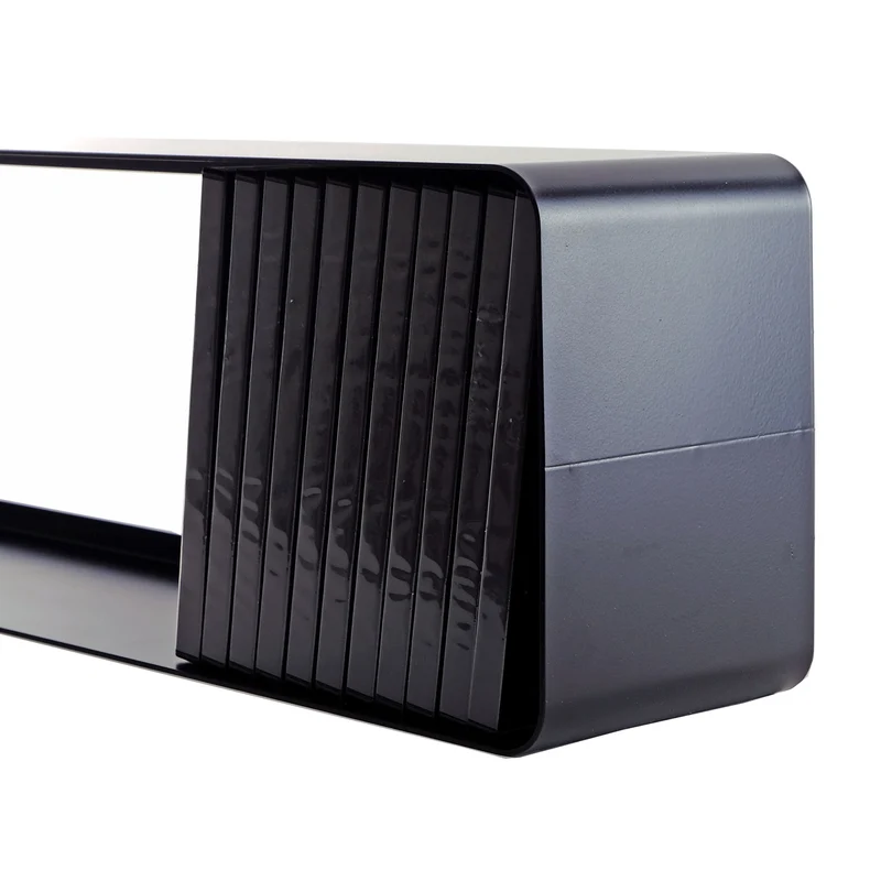 DESIGN DVD WANDREGAL CUBE L | 120cm Metall Retro Regal für ca. 110DVDs | Farbe: schwarz