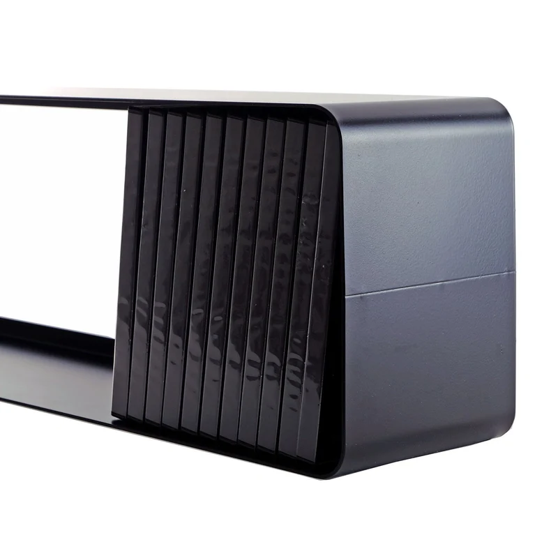 DESIGN DVD WANDREGAL CUBE L | 120cm Metall Retro Regal für ca. 110DVDs | Farbe: schwarz