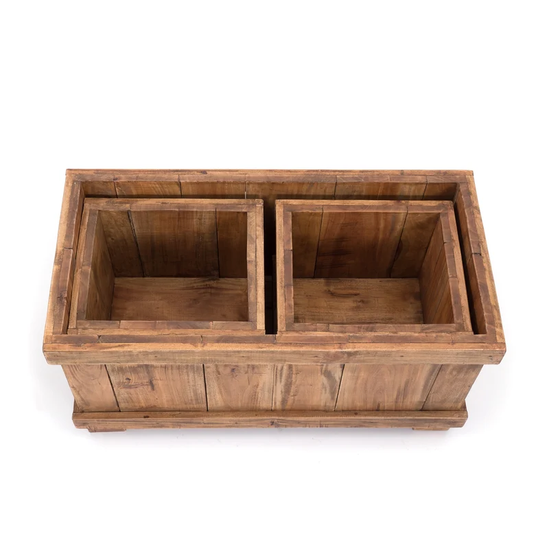HOLZ ÜBERTÖPFE SET "FLOWERPOT 50" | Mahagoni | Deko Kisten