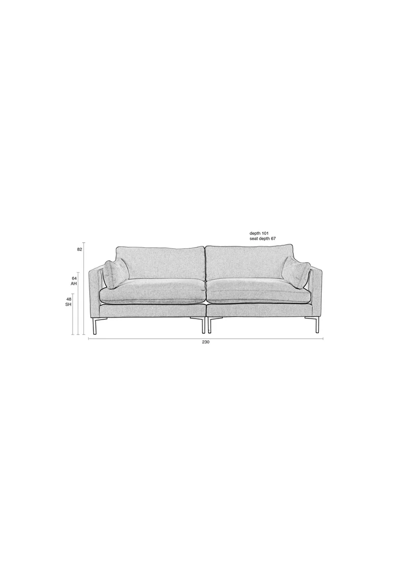 Zuiver Sofa Summer 3-Sitzer – Creme, Stoff, 101 × 230 × 82 cm