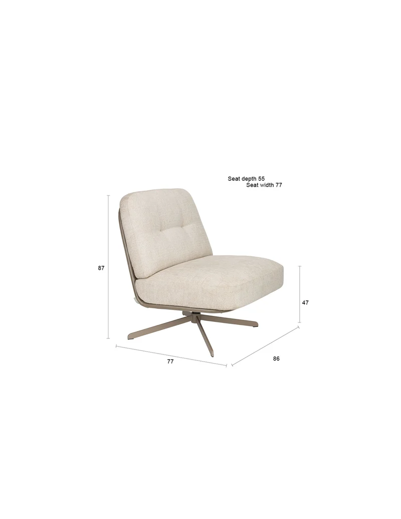 Zuiver Loungesessel Benjamin – Beige, Polyester, 86 × 77 × 87 cm