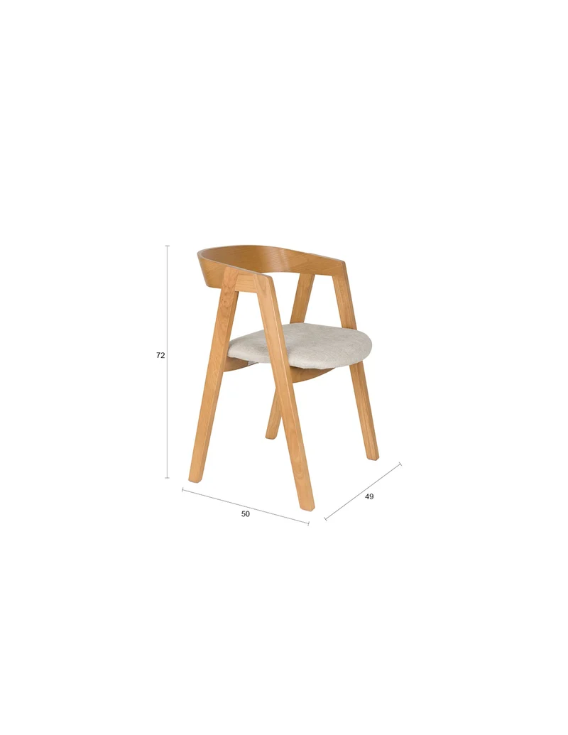 Zuiver Stuhl Mads – Natur, Polyester, 50 × 49 × 72 cm, 2er-Set