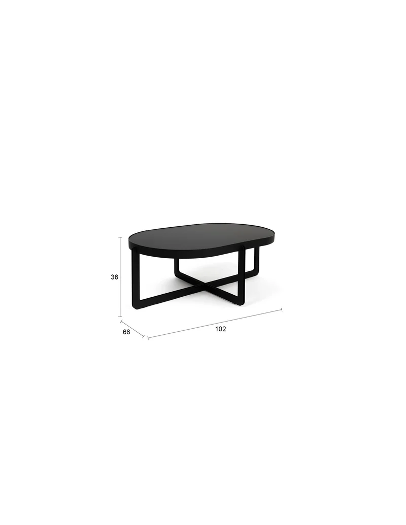 Zuiver Couchtisch Centre Oval – Schwarz, Stahl, 102 × 68 × 36 cm