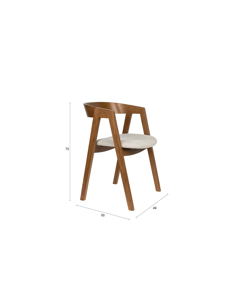 Zuiver Stuhl Mads – Nussbaum, Polyester, 50 × 49 × 72 cm, 2er-Set