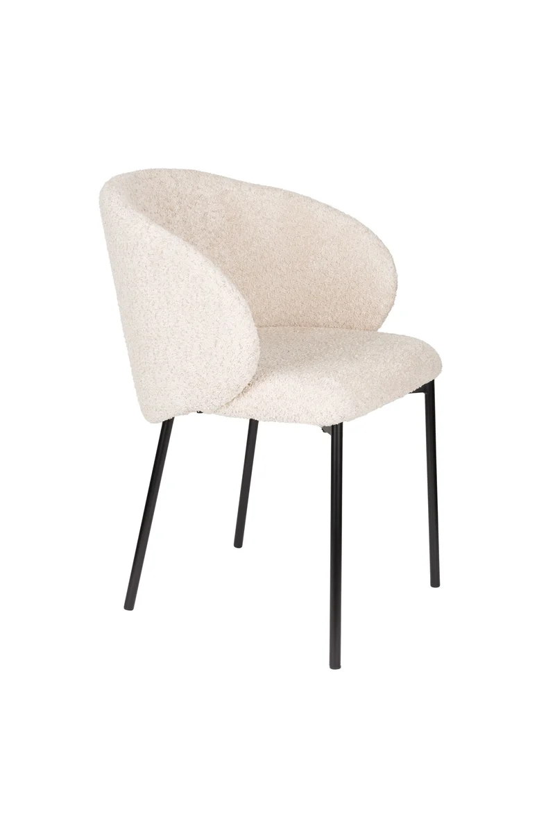 White Label Living Stuhl Ayle Off – Weiß, Polyester, 48 × 58 × 70 cm, 2er-Set