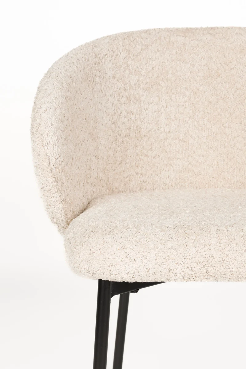 White Label Living Stuhl Ayle Off – Weiß, Polyester, 48 × 58 × 70 cm, 2er-Set