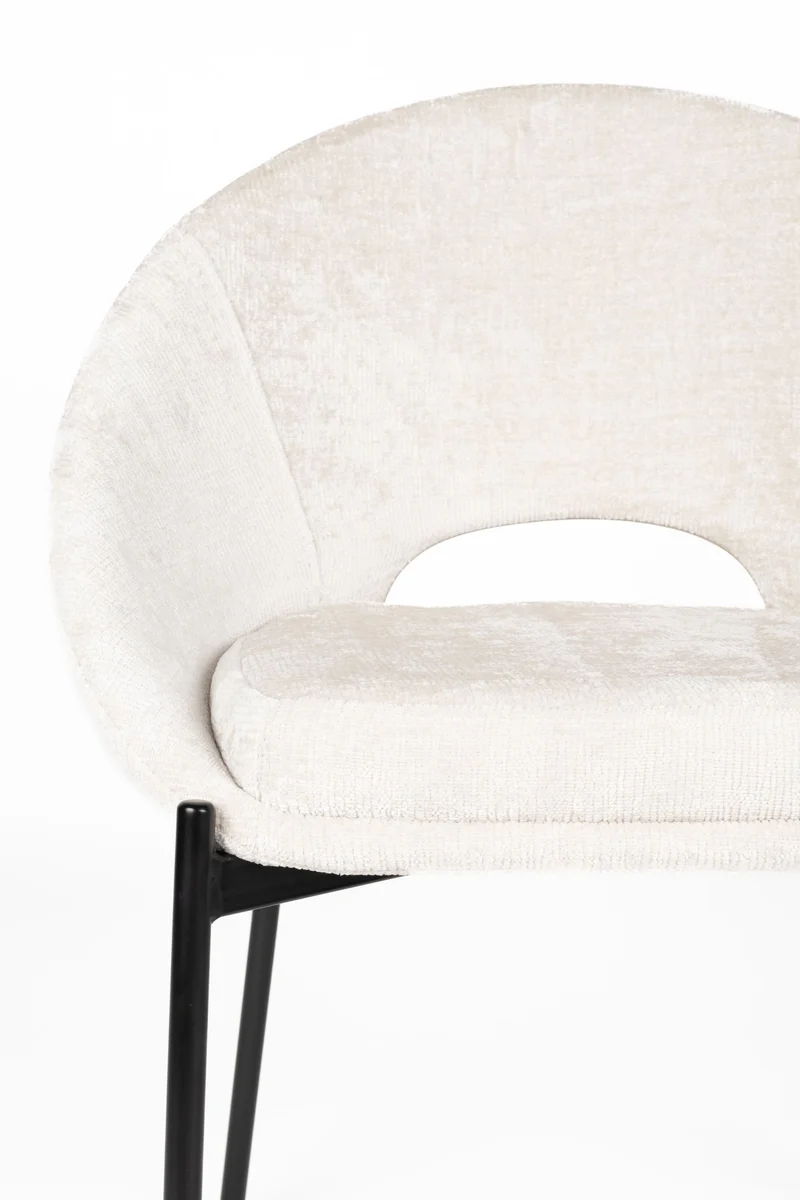 White Label Living Stuhl Dando Off – Weiß, Polyester, 48 × 64 × 84 cm, 2er-Set