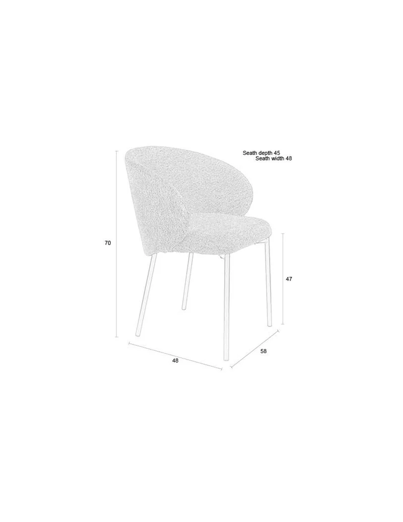 White Label Living Stuhl Ayle Moss – Grün, Polyester, 48 × 58 × 70 cm, 2er-Set