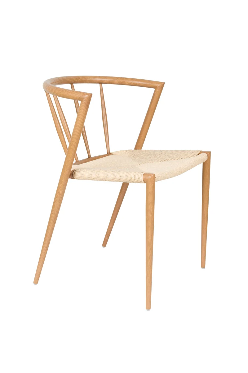 White Label Living Stuhl Che – Natur, Eisen, 46 × 52 × 70 cm, 2er-Set