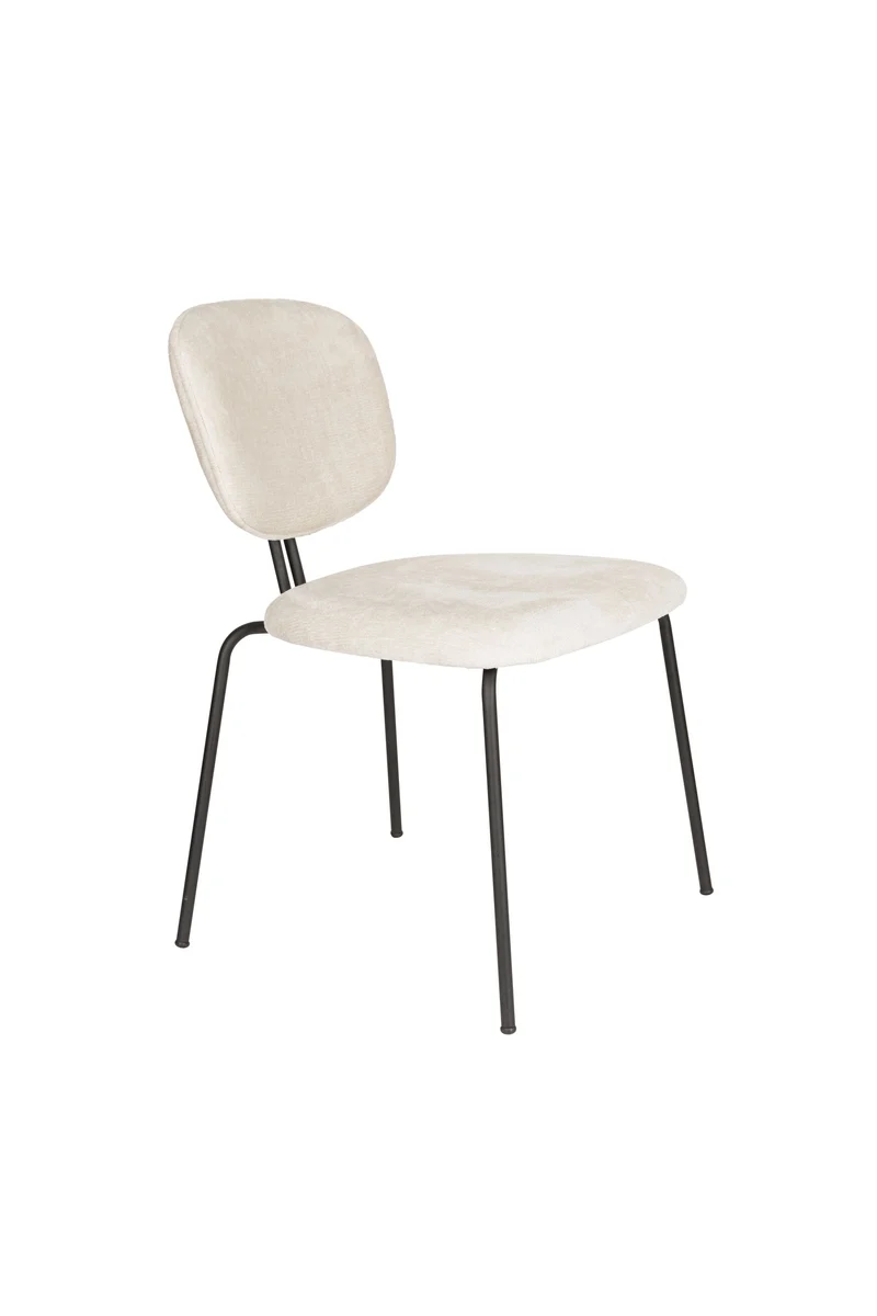 White Label Living Stuhl Bouton Off-Weiß – Polyester, 59 × 50 × 78 cm, 2er-Set