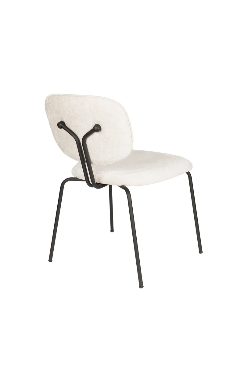 White Label Living Stuhl Bouton Off-Weiß – Polyester, 59 × 50 × 78 cm, 2er-Set