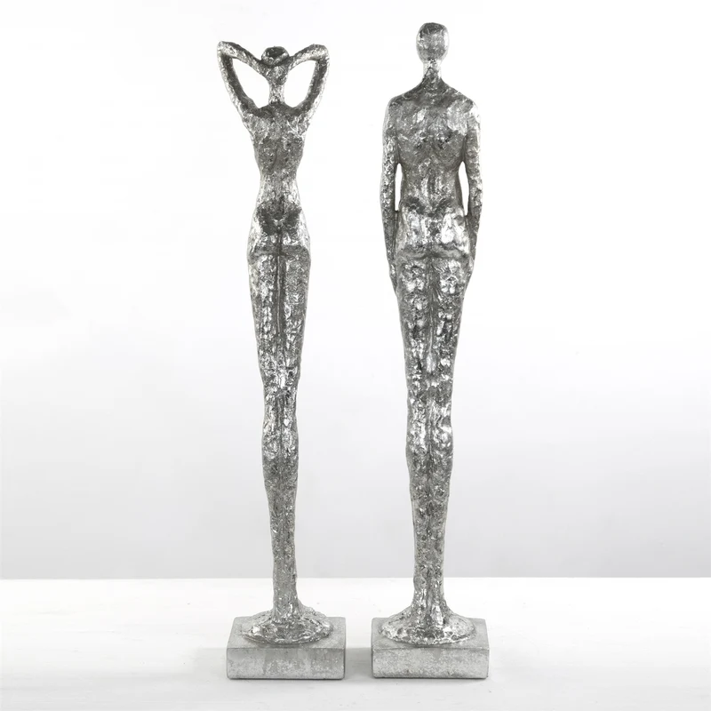 SKULPTUR "MILLENIUM" | Mann & Frau, Poly | silber Dekofigur