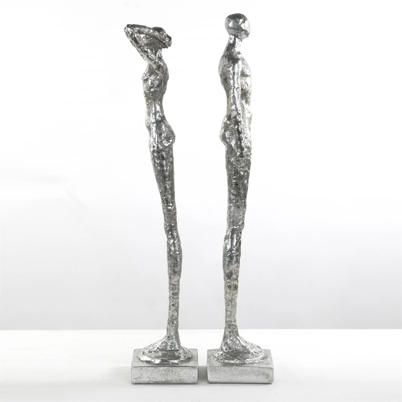 SKULPTUR "MILLENIUM" | Mann & Frau, Poly | silber Dekofigur
