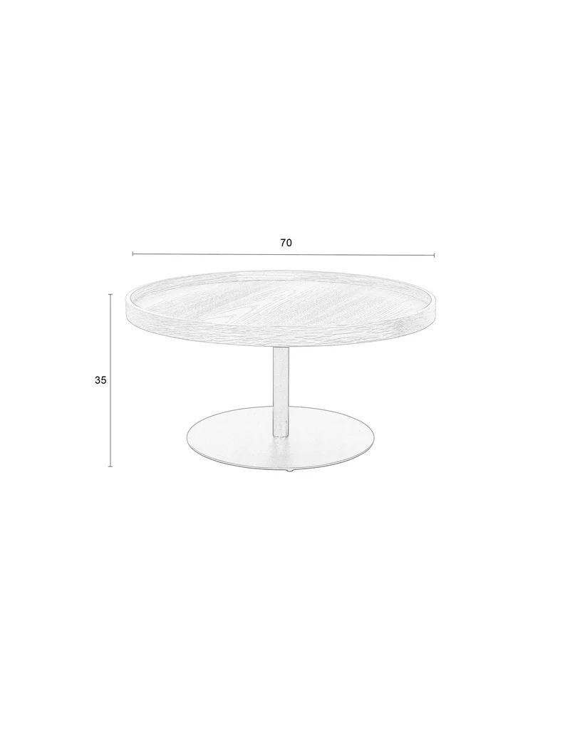 White Label Living Beistelltisch Yuri Eiche L – 70 × 70 × 35 cm