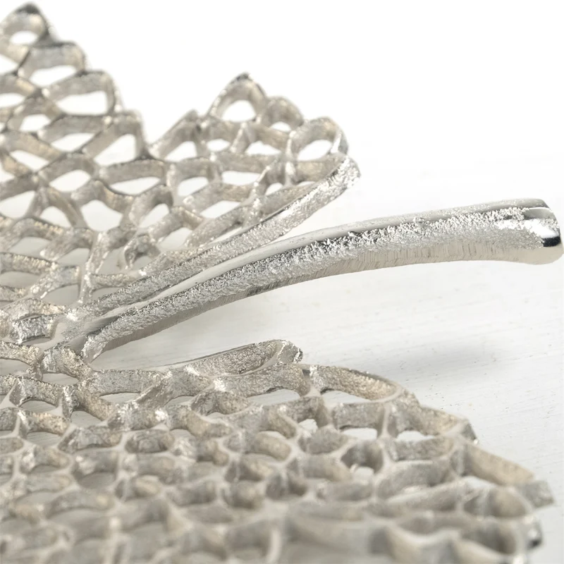 BLATT SCHALE "LEAF" | 2 Größen, Metall | Dekoschale silber | Muster: groß