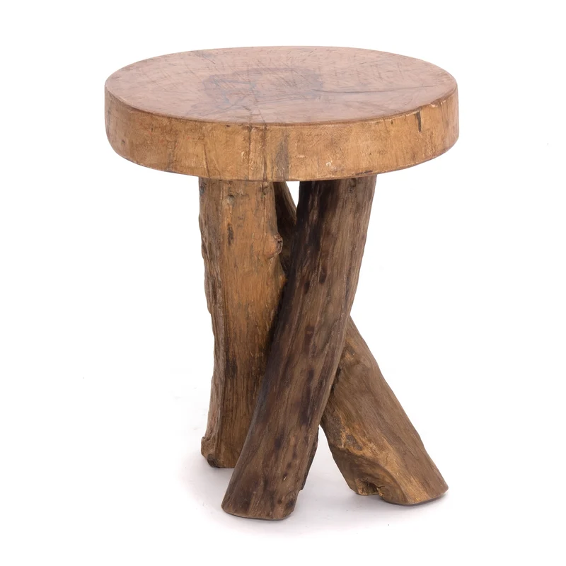 BEISTELLTISCH TEAKHOLZ 40 | 40x34cm (HxB) Massivholz Telefontisch | Farbe: 01 natur-vintage