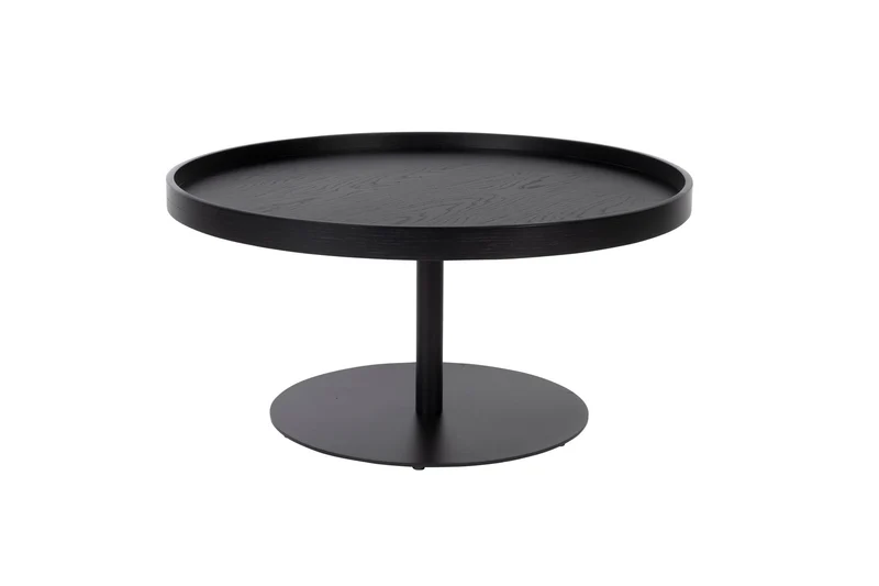 White Label Living Beistelltisch Yuri Schwarz L – Eichenfurnier, 70 × 70 × 35 cm