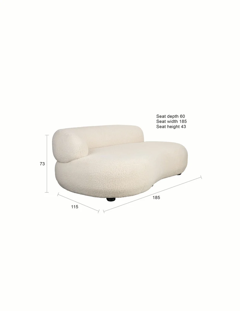 White Label Living Sofa Noxx – Polyester, 115 × 185 × 73 cm