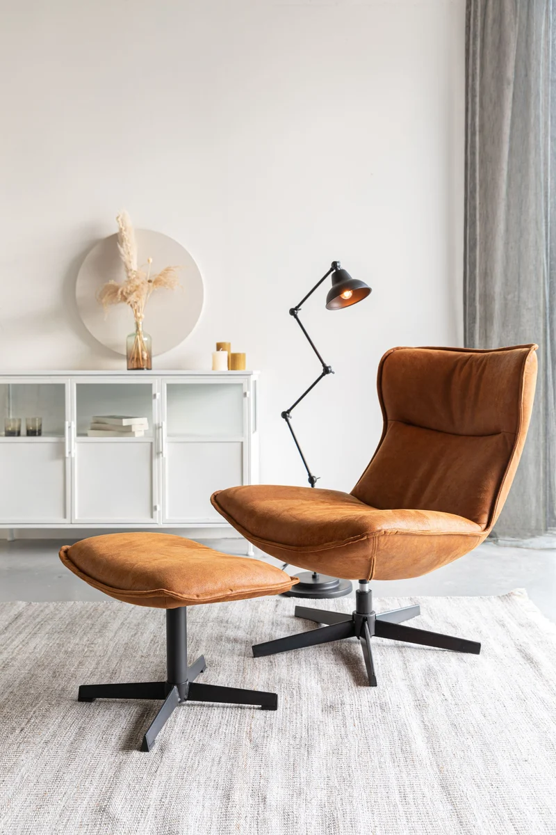 White Label Living Hocker John Cognac – PU-Kunstleder, 40 × 60 × 38 cm