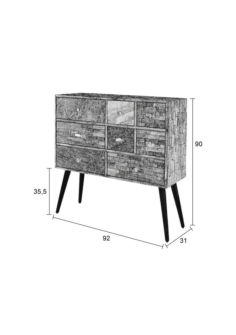 White Label Living Schrank San – Teakholz, 31 × 90 × 89 cm