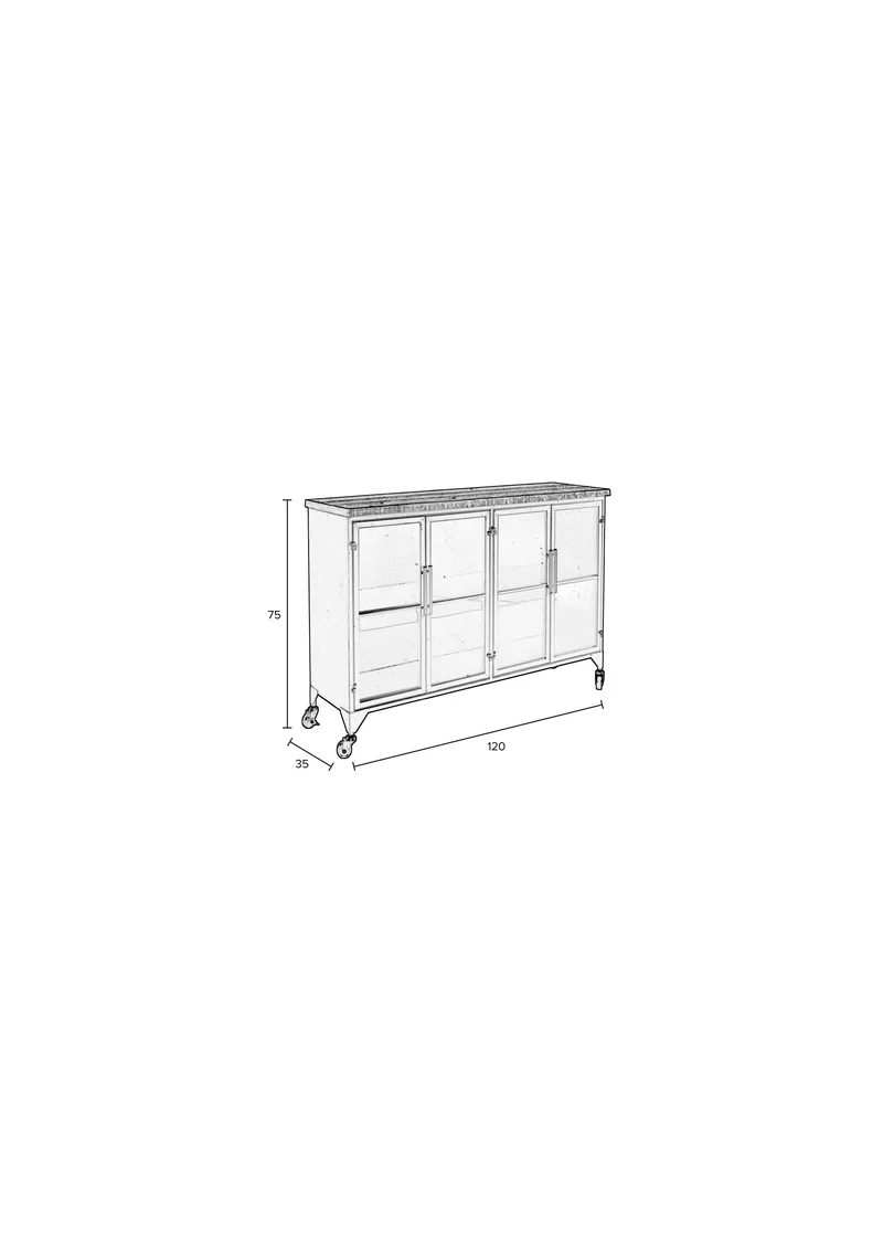 White Label Living Schrank Ferre Niedrig – 120 × 35 × 75 cm