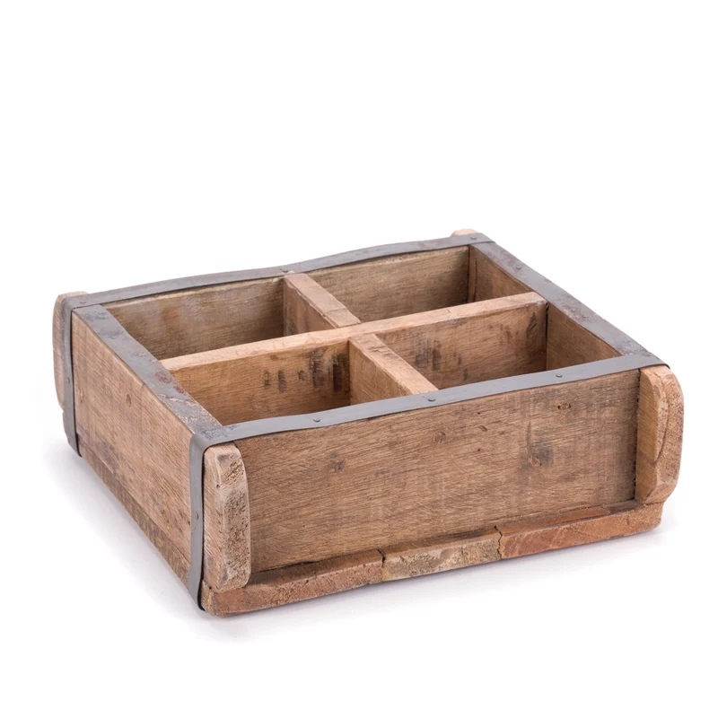 HOLZ ZIEGELFORM "BRICK" | Recyclingholz | Vintage Holzziegel | Anzahl: 4-Fächer