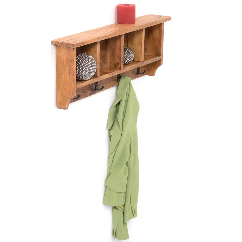 RUSTIKALE WANDGARDEROBE mit Fächern "VINTAGE 70" | 70x27x11cm(BxHxT) | Farbe: 08 honigfarben gewachst