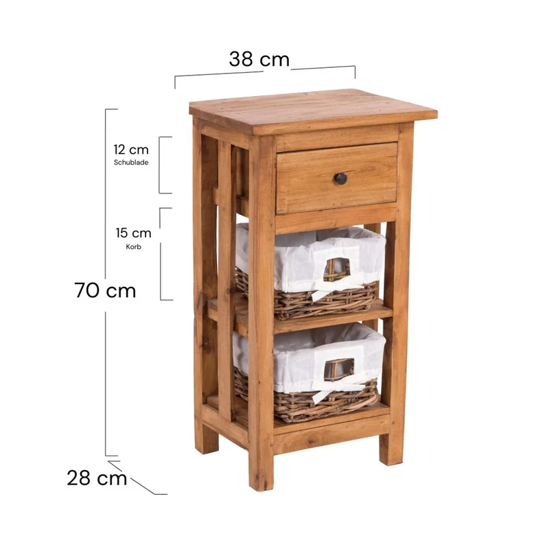 TELEFONTISCH "RATTAN 70" | 70x38x28cm (HxBxT), Mahagoni | Farbe: 08 honigfarben gewachst