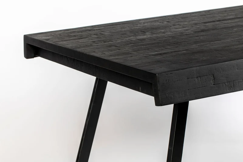 White Label Living Esstisch Suri 220 × 100 cm – Schwarz, Holz